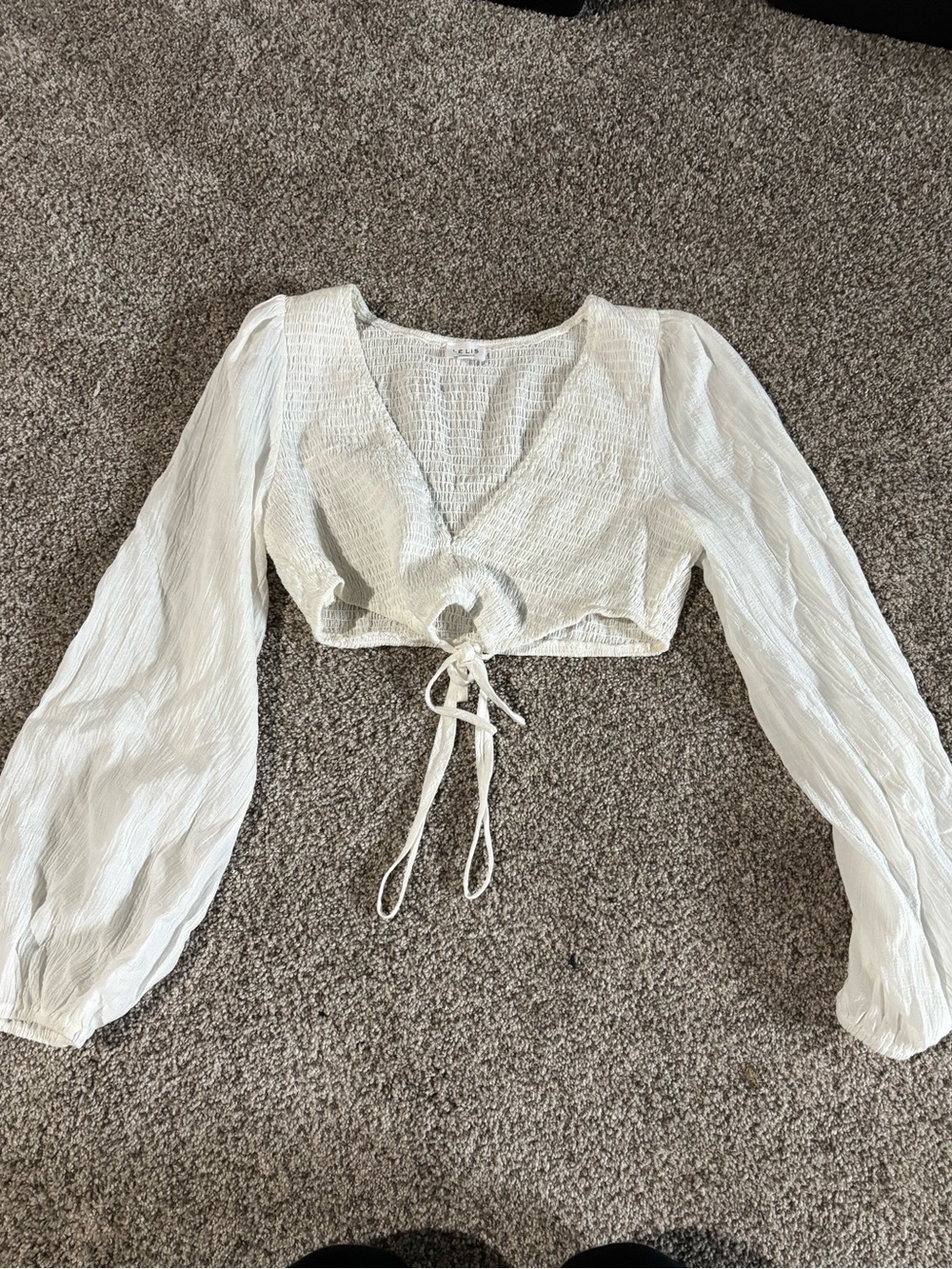 Women’s wrapped cropped peasant top